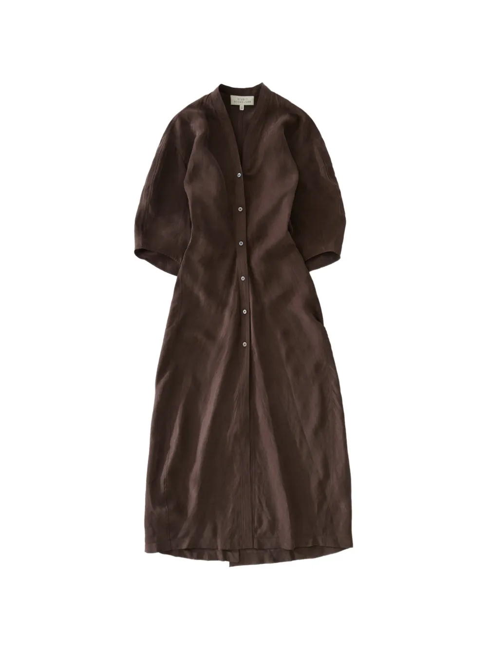 Studio Nicholson Midi Yosha Banana-curve Dress In 브라운