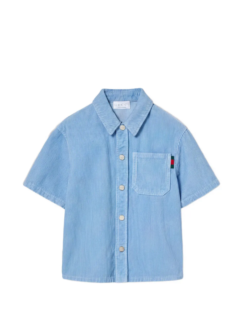 Gucci Kids corduroy Web-stripe patch shirt - Blau