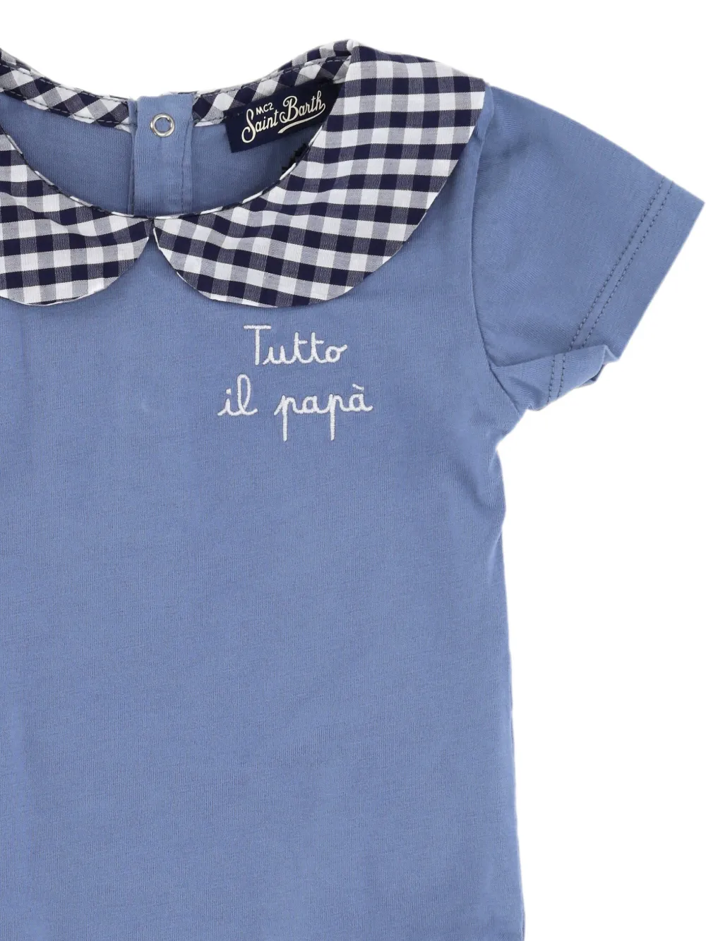 MC2 Saint Barth Kids Lou romper met gingham-kraag en borduurwerk Blauw