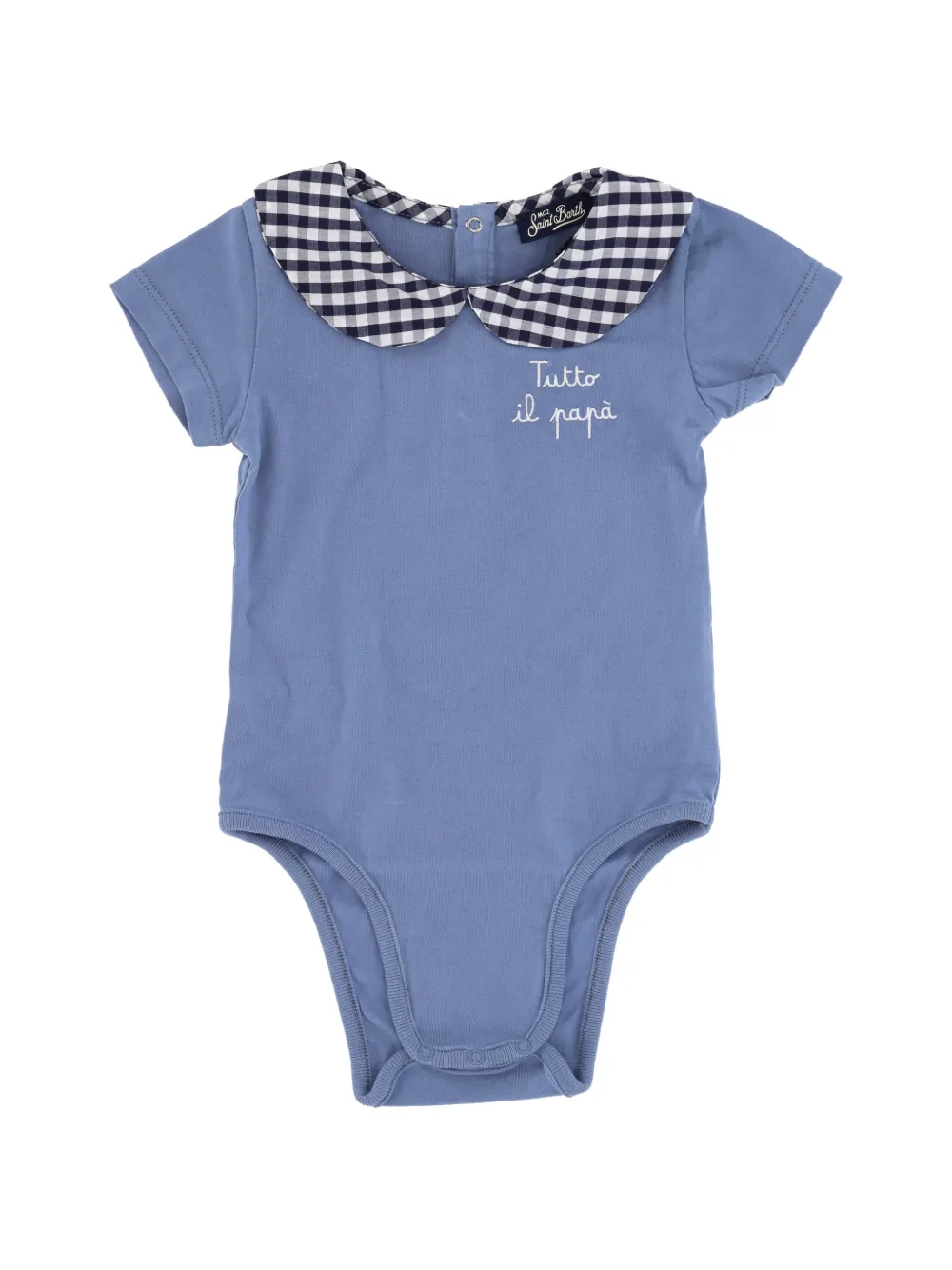 MC2 Saint Barth Kids Lou romper met gingham-kraag en borduurwerk Blauw