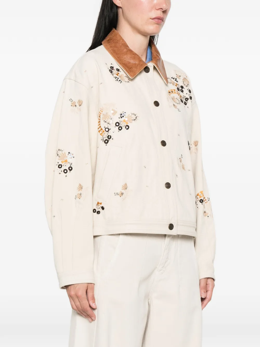 ISABEL MARANT Jack met contrasterende kraag en verfraaiing Beige