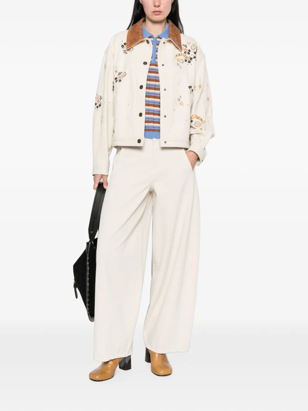 ISABEL MARANT Jack met contrasterende kraag en verfraaiing Beige