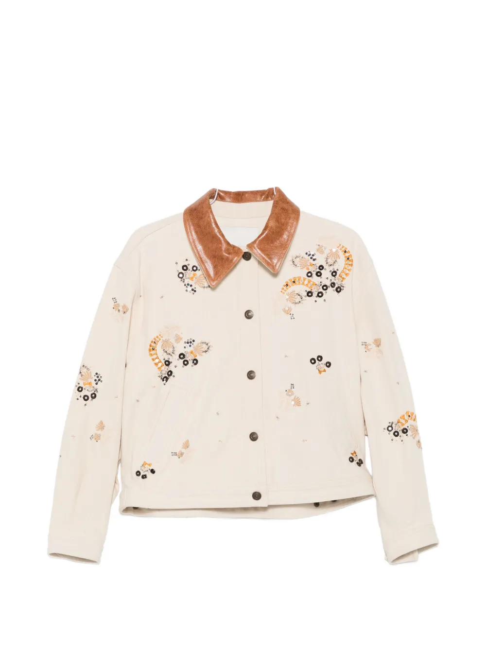 ISABEL MARANT embellished contrast-collar jacket - Nude