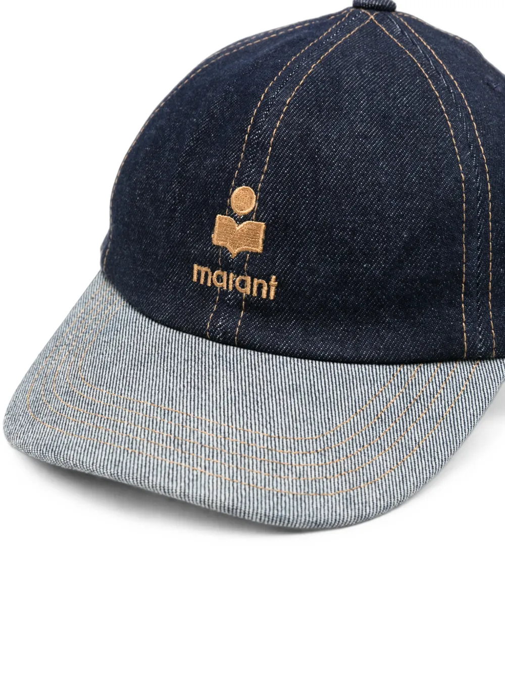ISABEL MARANT Denim pet met geborduurd logo Blauw