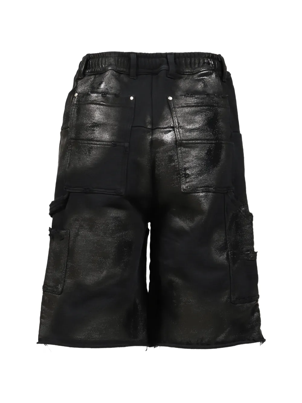 FILTH Shorts met franje en gewaxte afwerking Zwart