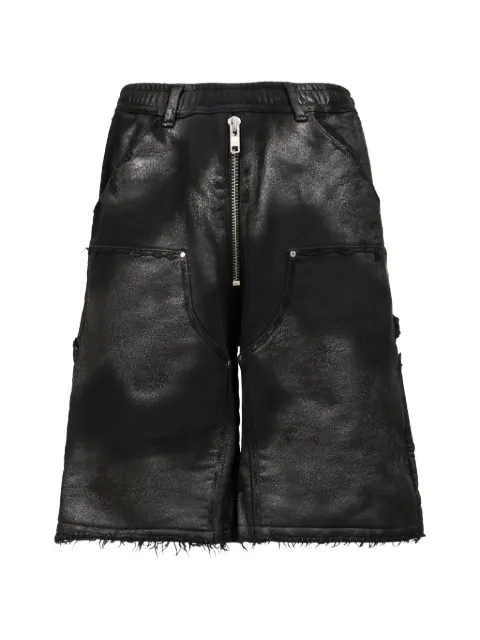 FILTH waxed-finish frayed-edge shorts