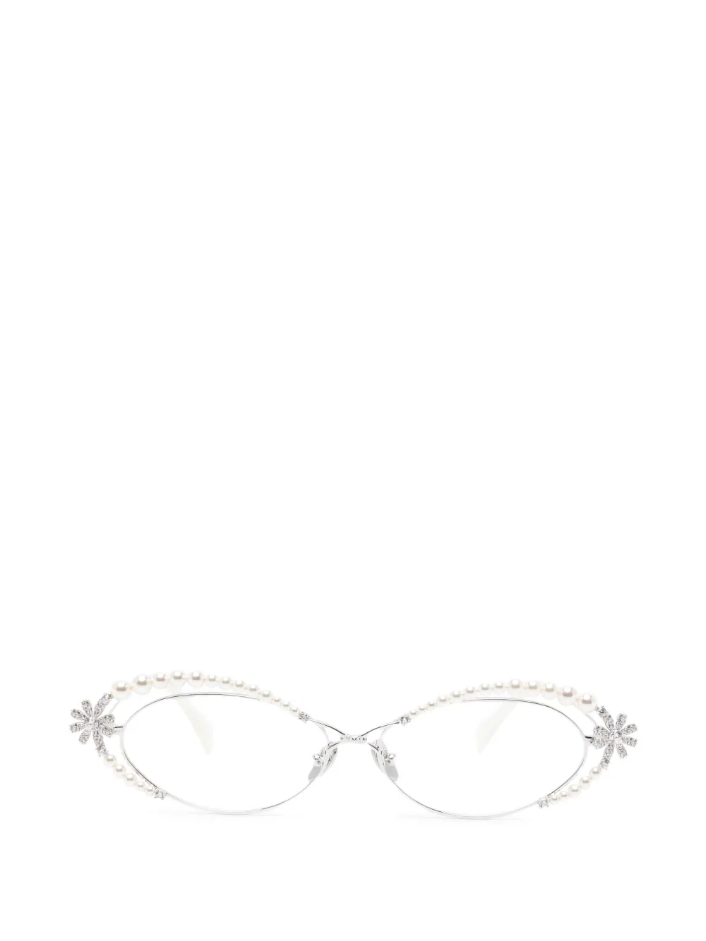 YVMIN Ovale Paradise Brille mit Blumendetail - Silber