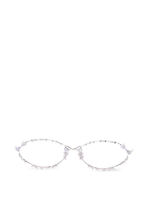 YVMIN crystal-embellished oval-frame sunglasses