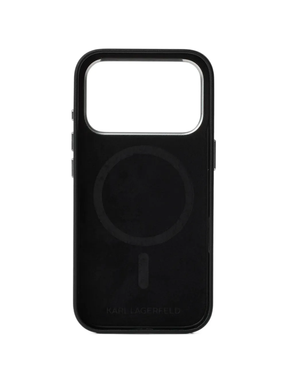 Karl Lagerfeld Ikon technical leather iPhone 17 Pro case Zwart