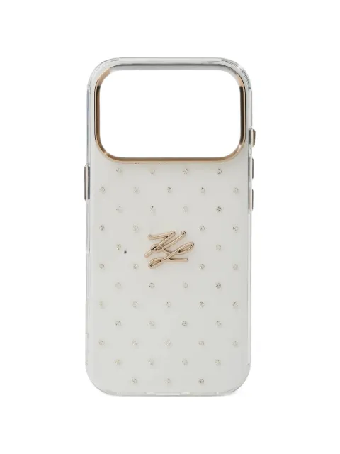 Karl Lagerfeld Autograph rhinestone iPhone 17 Pro case
