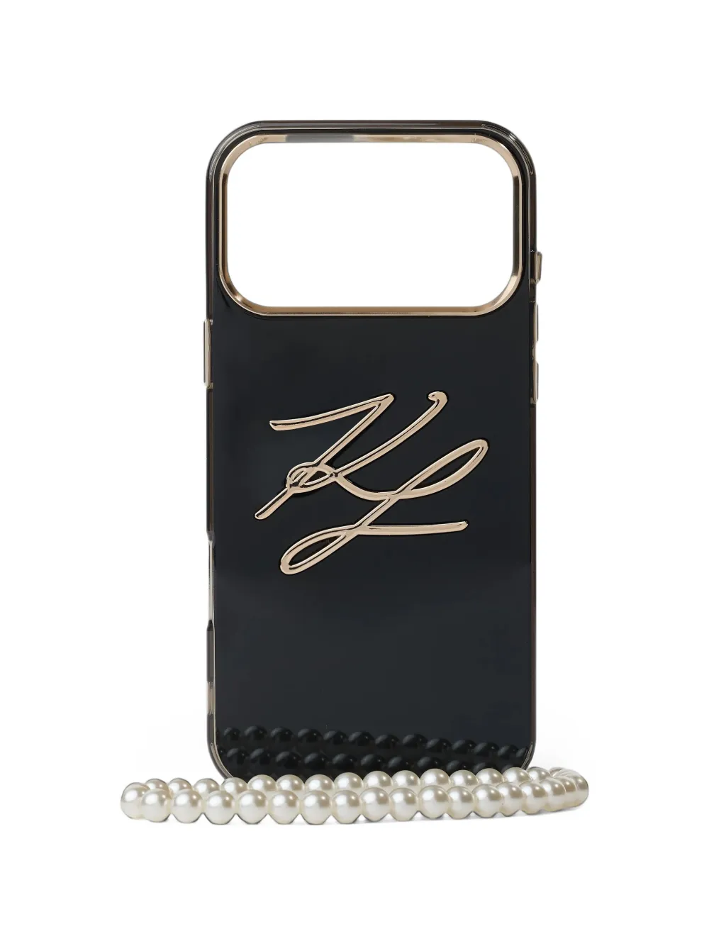 Karl Lagerfeld Autograph faux-pearl strap iPhone 17 Pro Max case - Nero