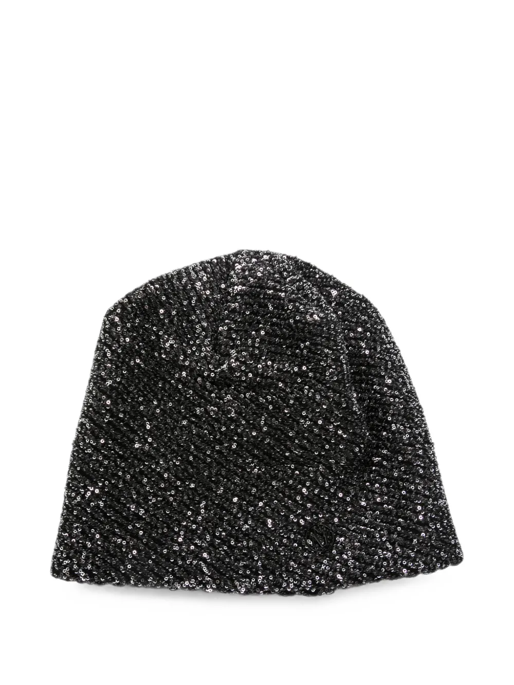 Maison Michel sequin-embellished logo-plaque beanie hat - Nero
