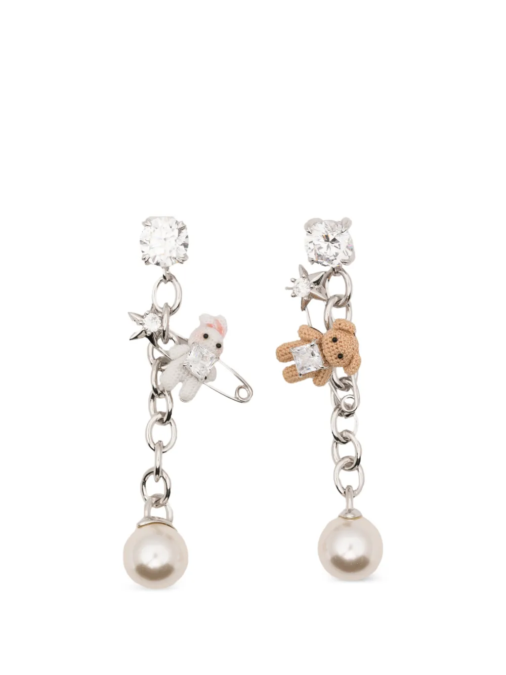 YVMIN crystal-embellished drop earrings - Argento