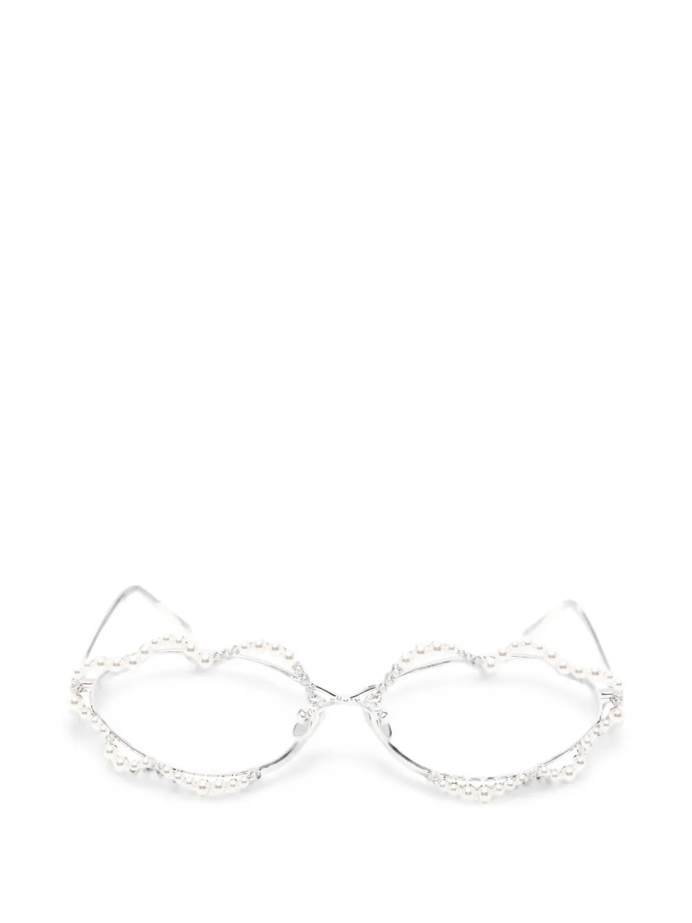 YVMIN Ovale Sonnenbrille mit Perlenverzierung - Silber