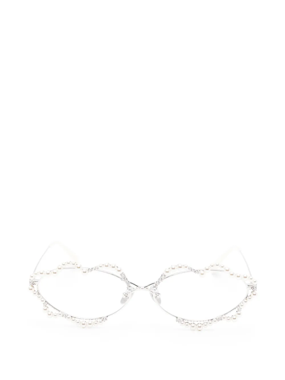 YVMIN pearl-embellished lip-frame sunglasses - Argento
