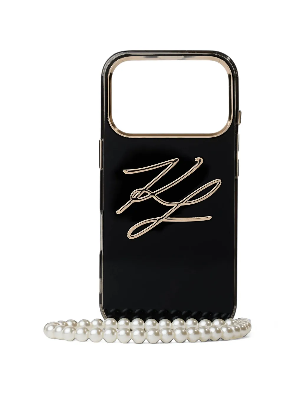 Karl Lagerfeld Autograph faux-pearl strap iPhone 17 Pro case - Nero