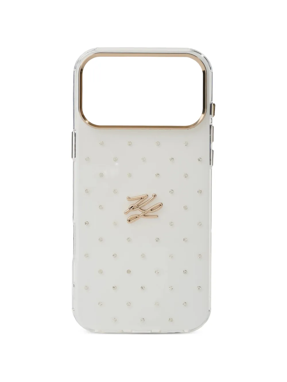 Karl Lagerfeld Autograph rhinestone iPhone 17 Pro Max case - Bianco