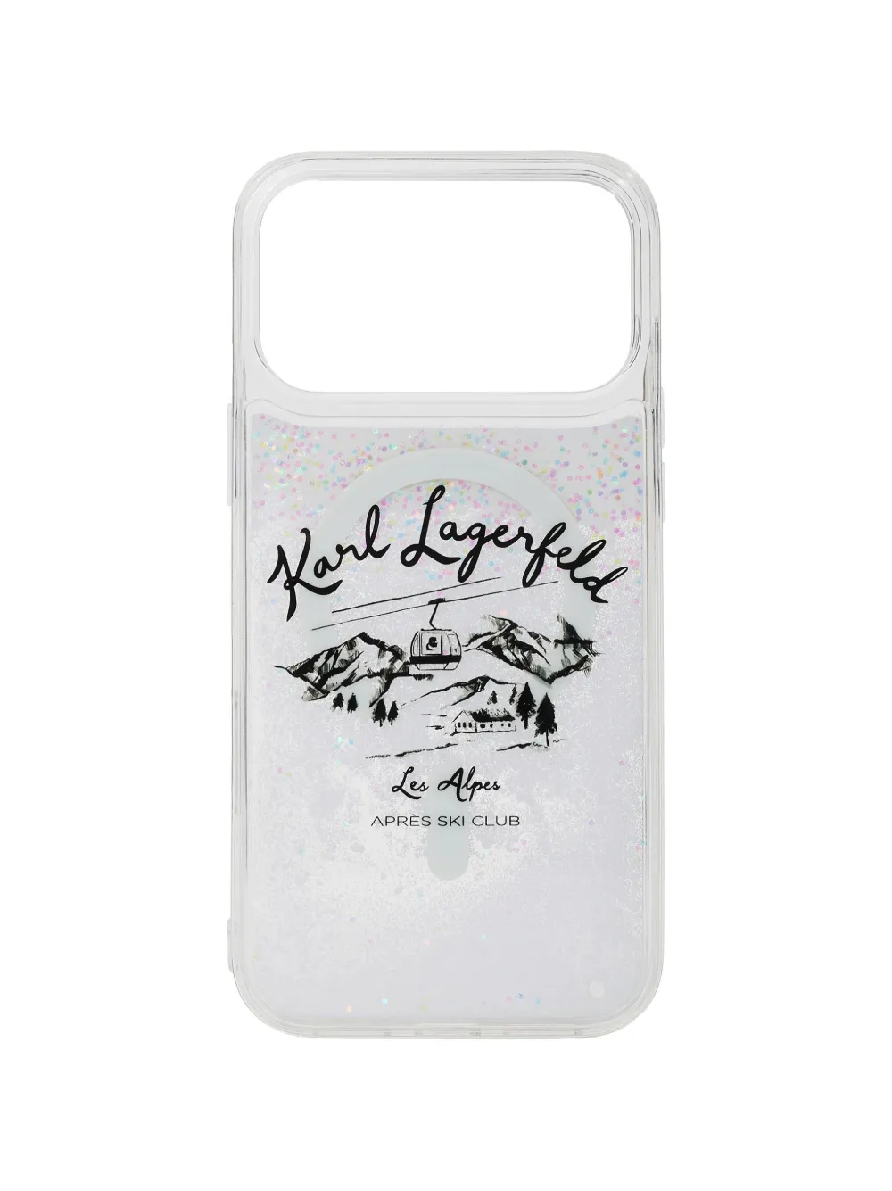 Karl Lagerfeld Apres Ski glitter iPhone 17 Pro case - Bianco
