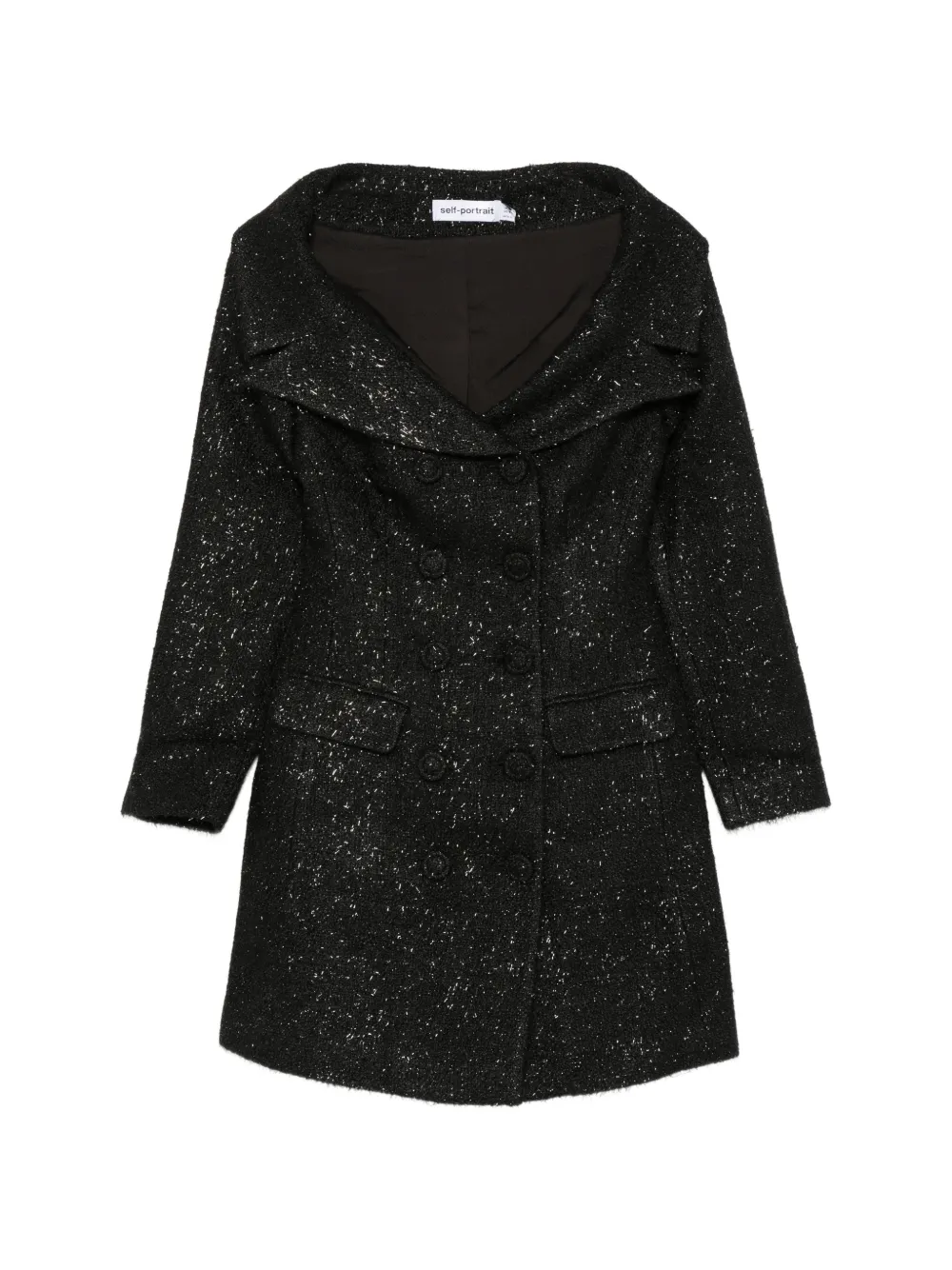 Self-Portrait off-shoulder double-breasted mini dress - Nero