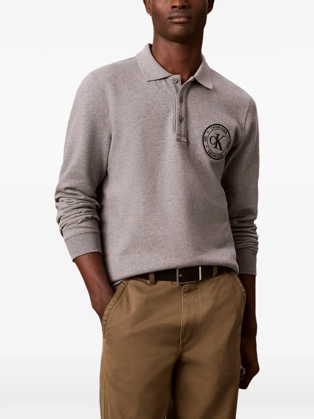 Calvin Klein Sweater met geborduurd logo Grijs