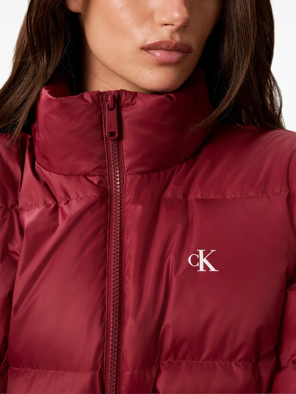 Calvin Klein Gewatteerd donsjack met capuchon Rood