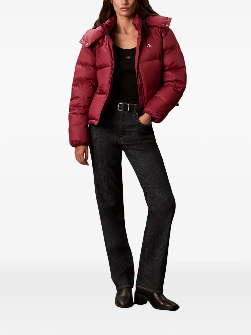 Calvin Klein Gewatteerd donsjack met capuchon Rood
