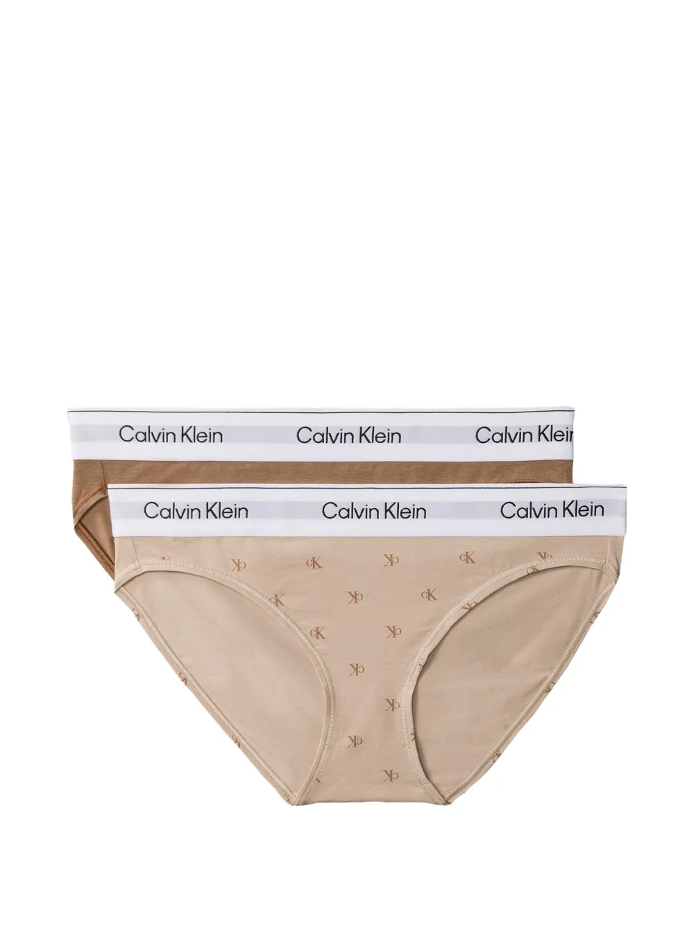 Calvin Klein logo-waistband monogram-print briefs - Marrone