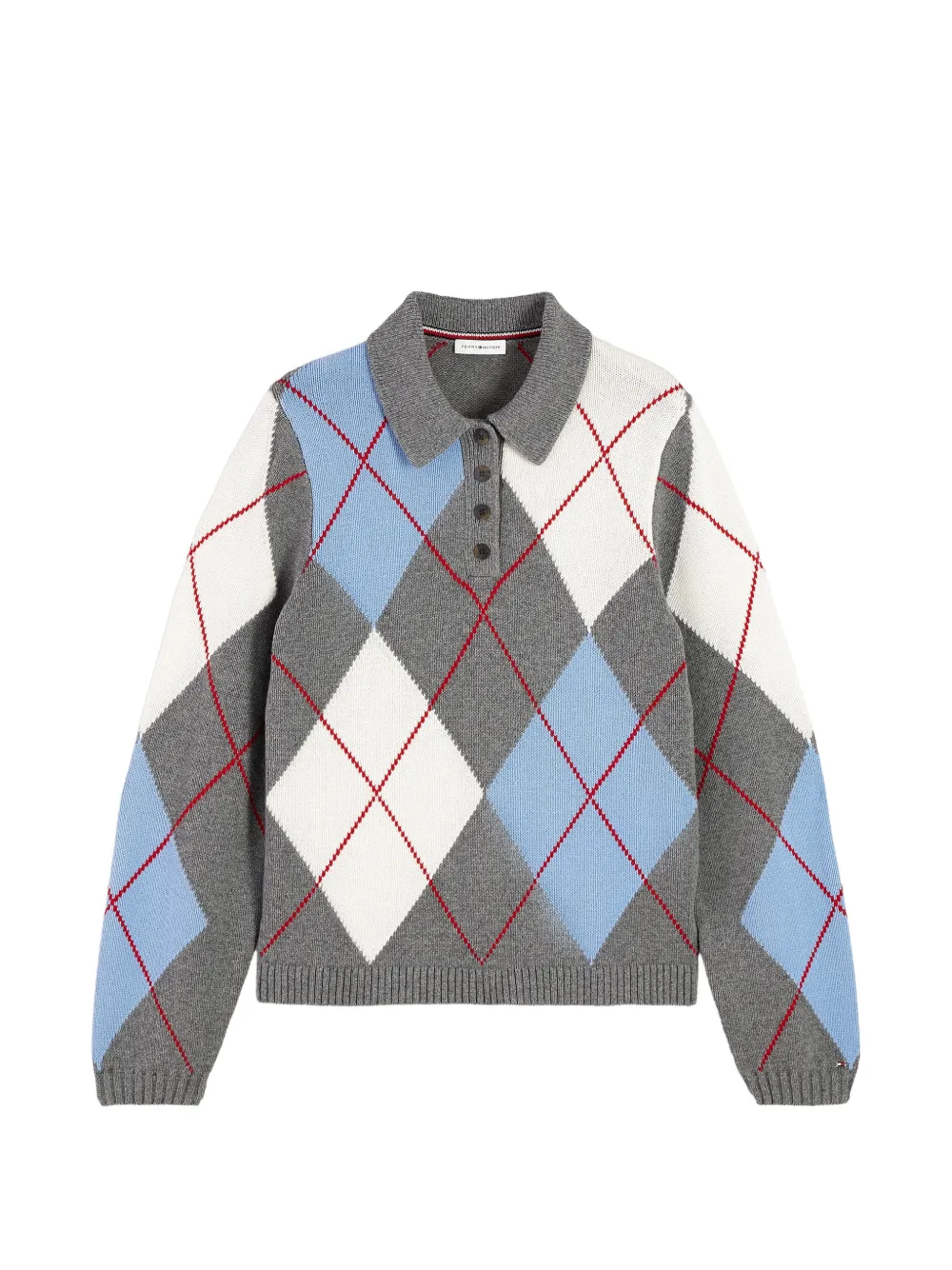 Tommy Hilfiger argyle-knit polo-collar sweater - Grau