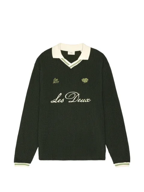 Les Deux logo-embroidered waffle-knit sweater