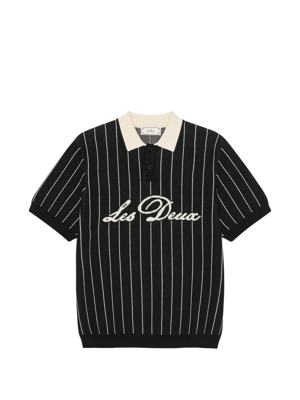 Les Deux pinstripe-pattern knitted polo shirt - Nero