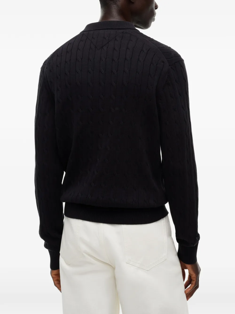 Tommy Hilfiger Kabelgebreide polotrui Zwart