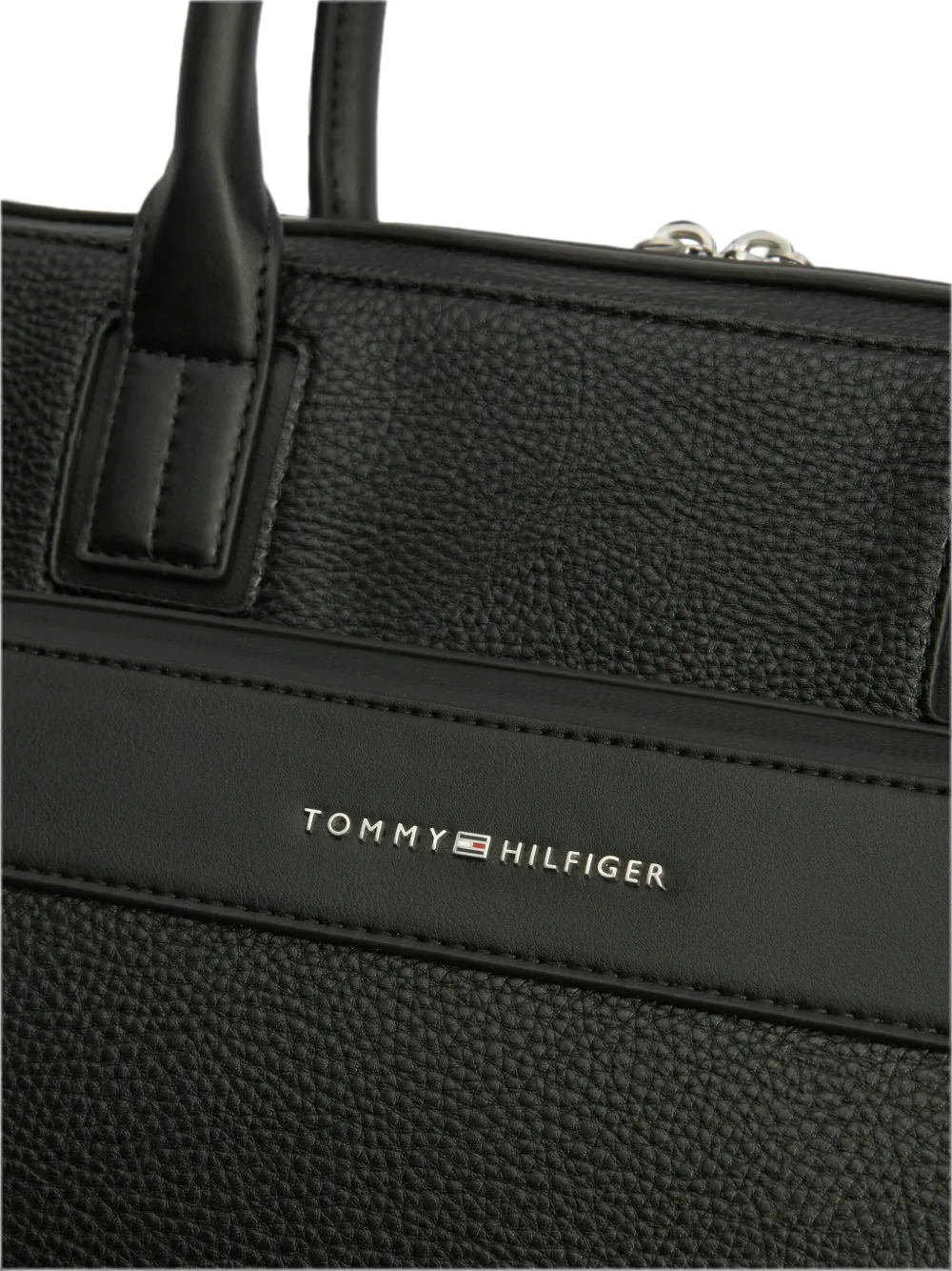 Tommy Hilfiger Laptoptas met bewerkte textuur en logoplakkaat Zwart