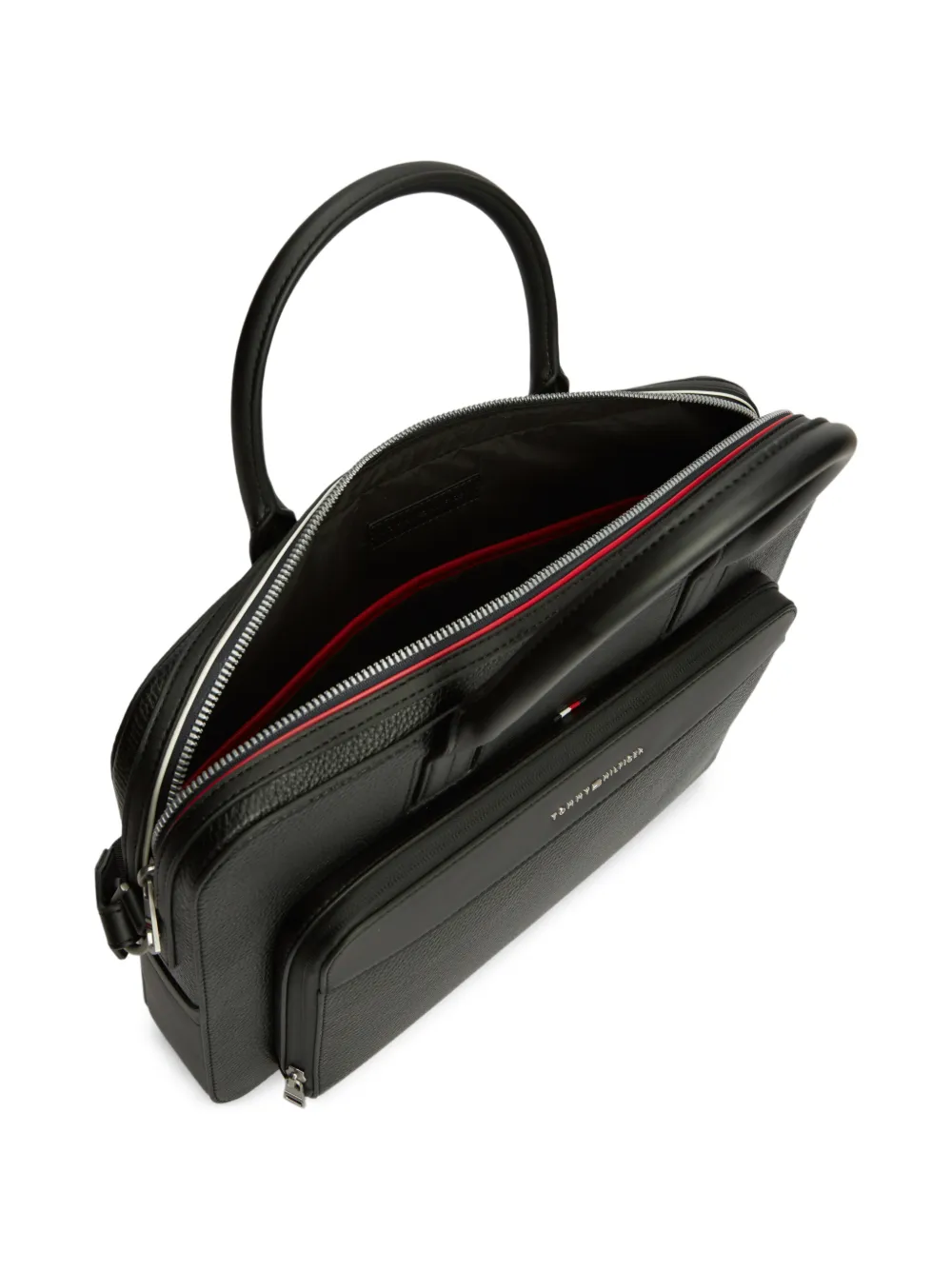 Tommy Hilfiger Laptoptas met bewerkte textuur en logoplakkaat Zwart