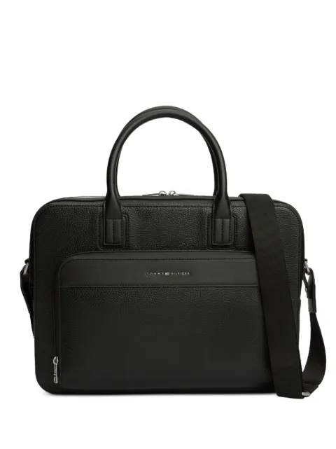 Tommy Hilfiger logo-plaque pebbled-texture laptop bag