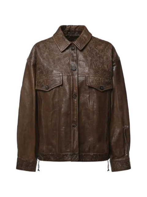 Golden Goose floral-embossed leather jacket