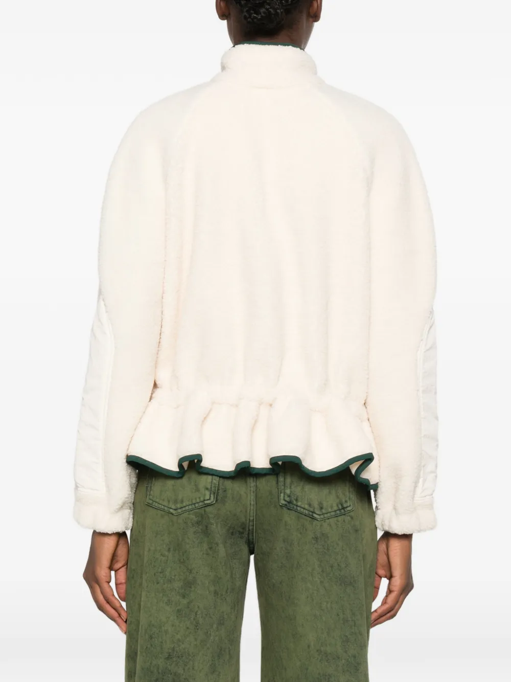 Stine Goya ruffled-hem fleece jacket Beige