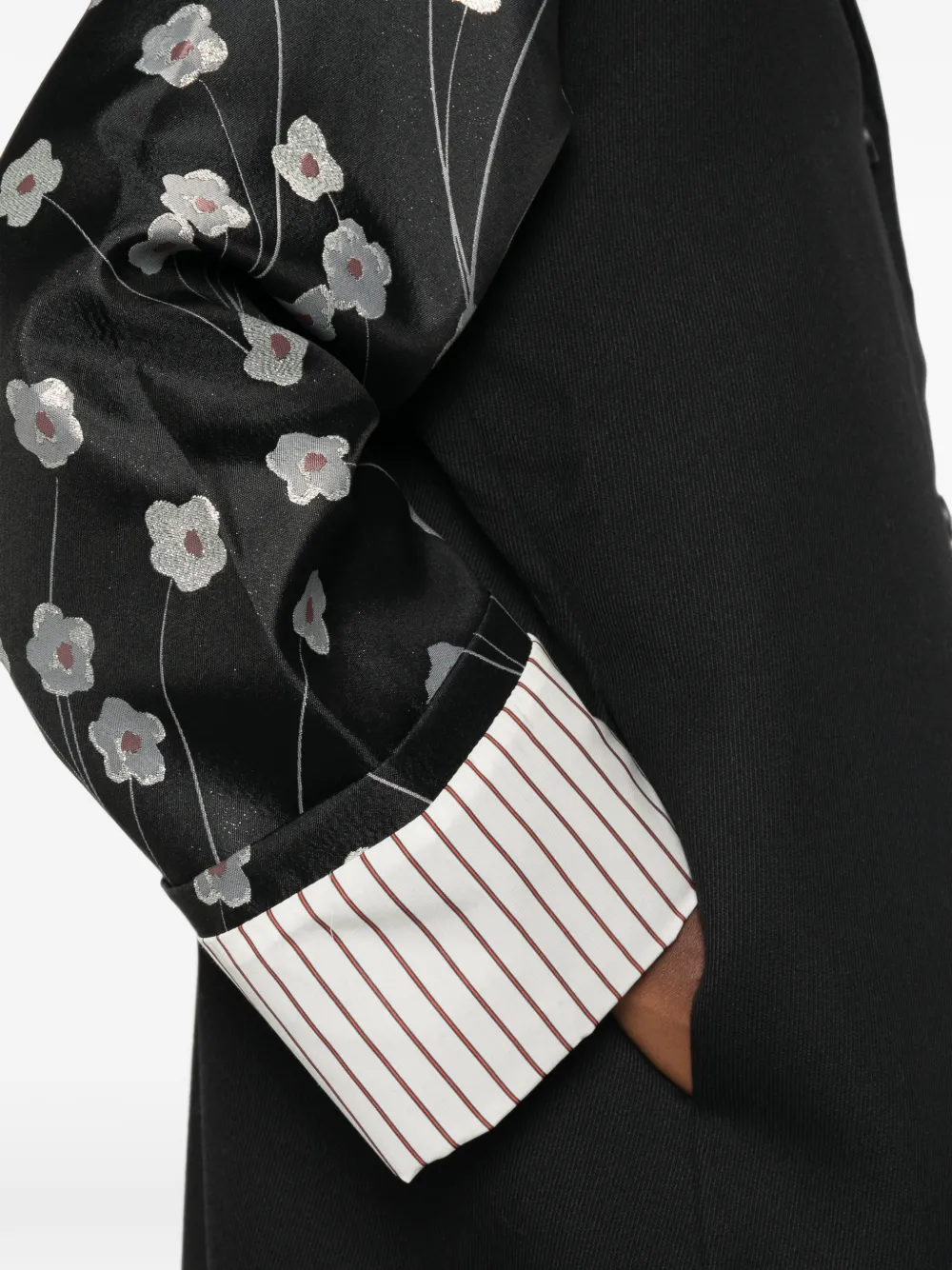 Stine Goya floral-print panelled coat Zwart