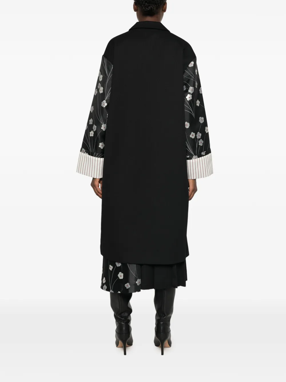 Stine Goya floral-print panelled coat Zwart