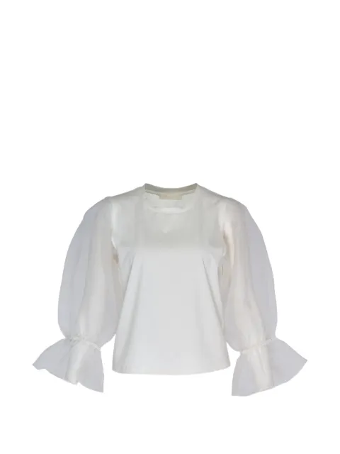 Club21 organza-sleeve satin-knit blouse