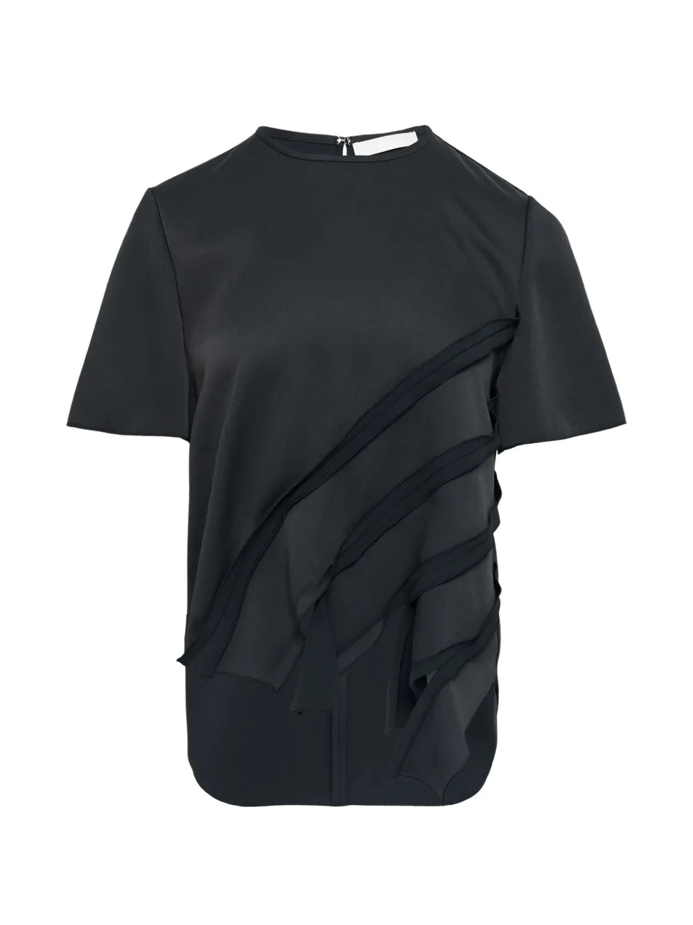 Club21 ruffle-detail round-neck top - Nero