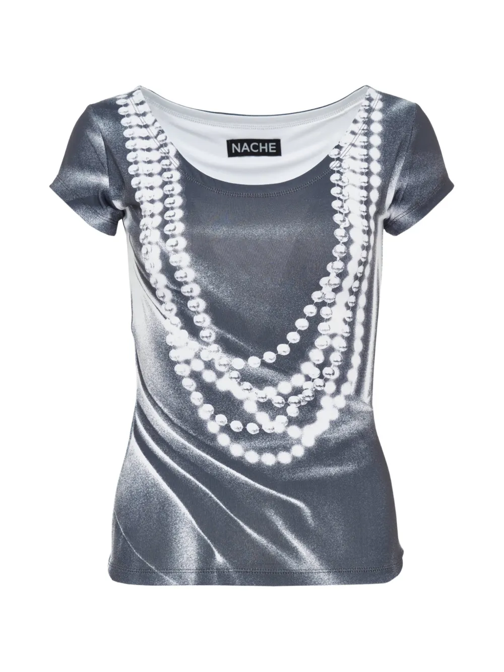 NACHE pearl-print scoop-neck T-shirt