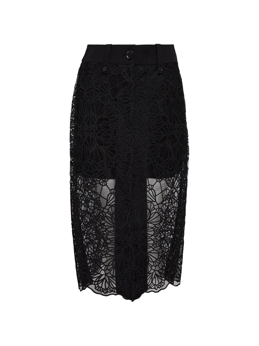Club21 embroidered-lace midi skirt - Schwarz