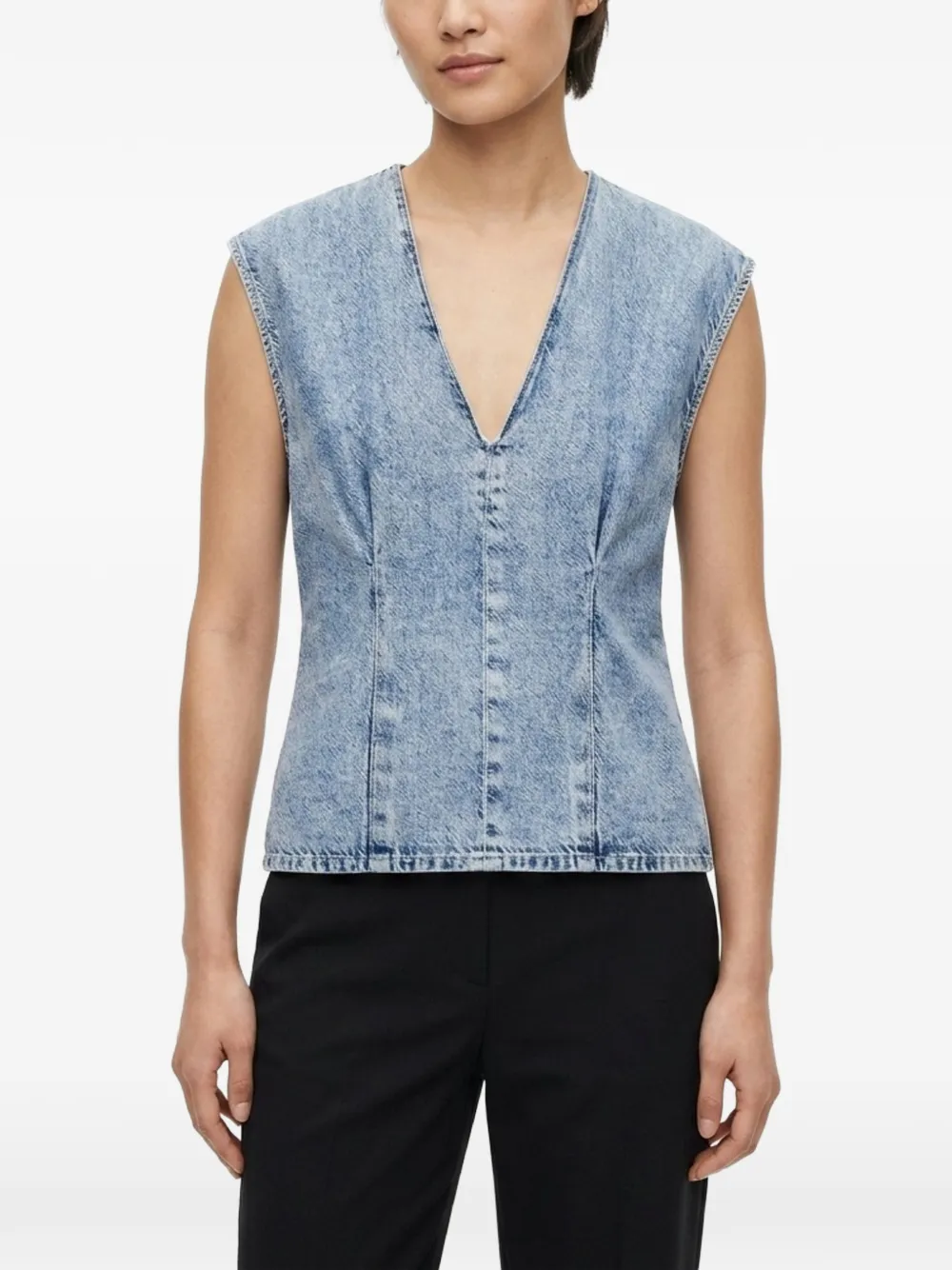 rag & bone Ava denim top met V-hals Blauw