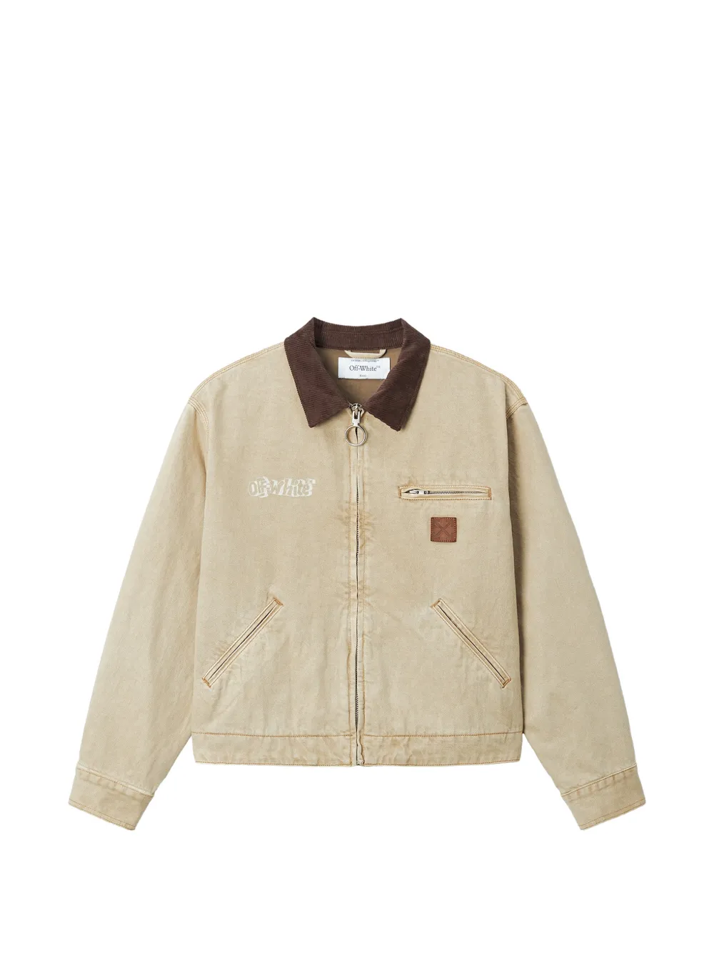 Off-White 箭头图案印花灯芯绒领夹克 | 中性色 | Image 1