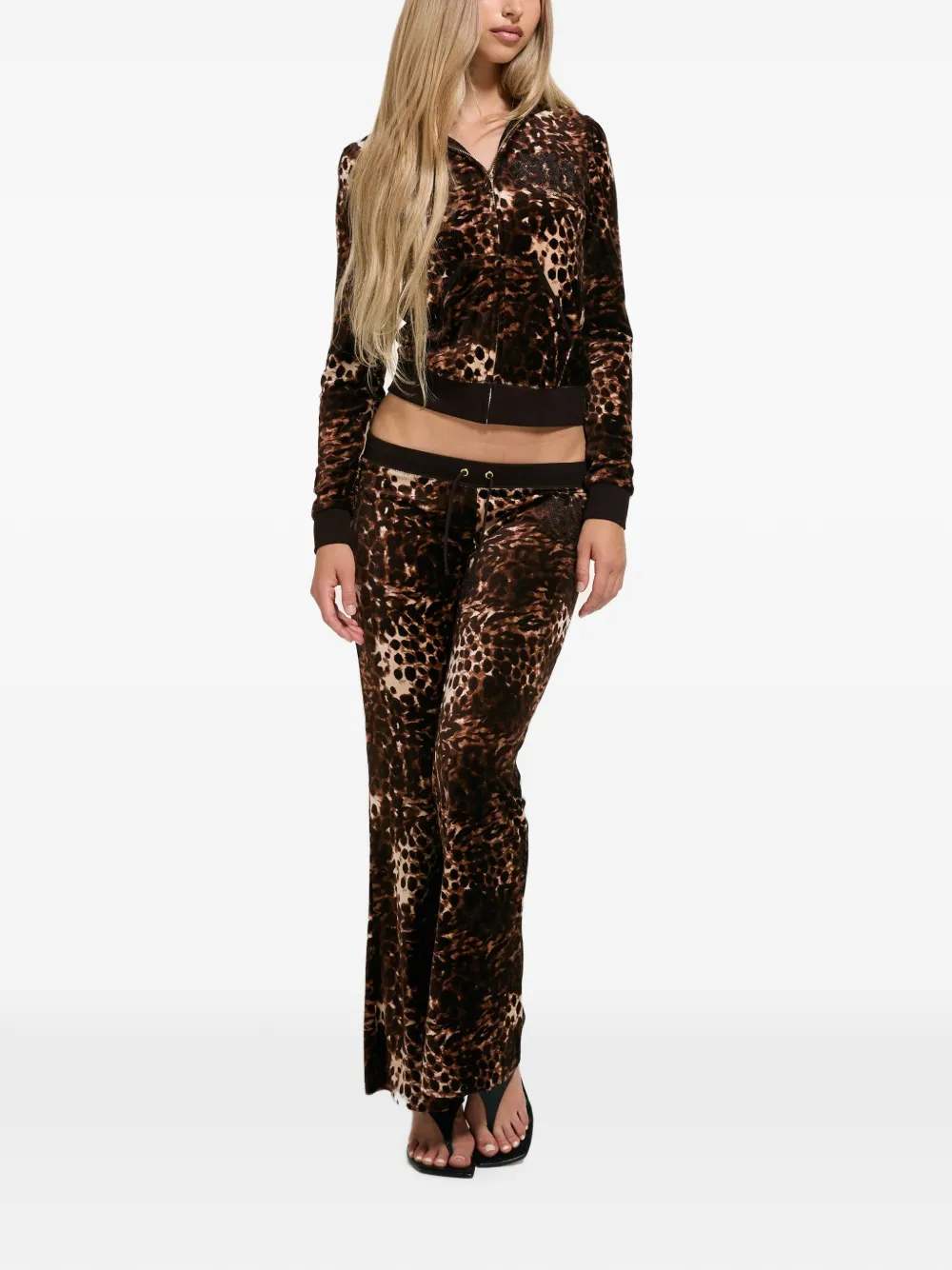 Juicy Couture Hoodie met luipaardprint en pofmouwen en rits Bruin