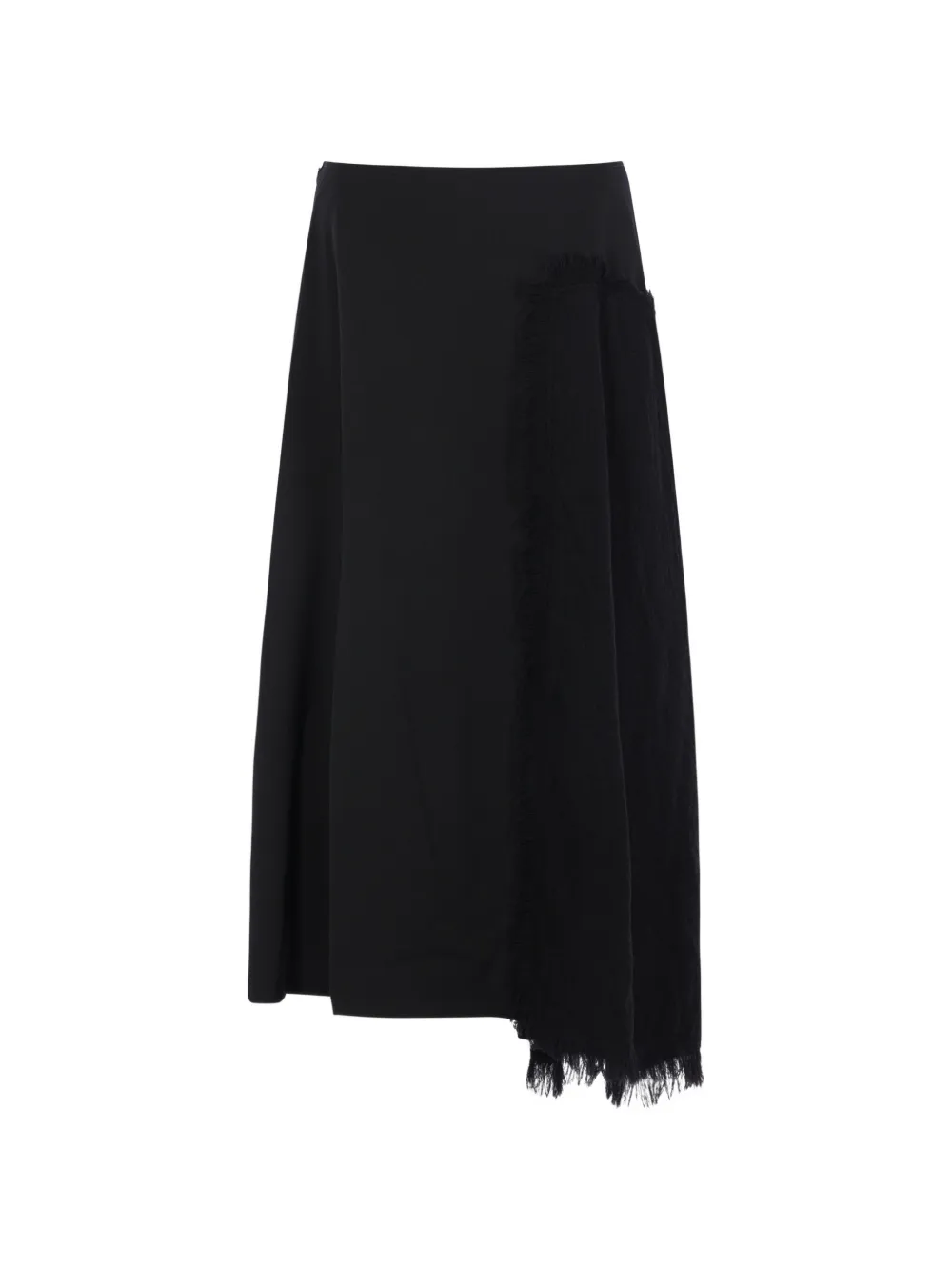 Yohji Yamamoto frayed asymmetric midi skirt - Nero