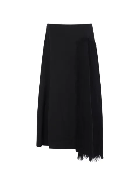 Yohji Yamamoto frayed asymmetric midi skirt