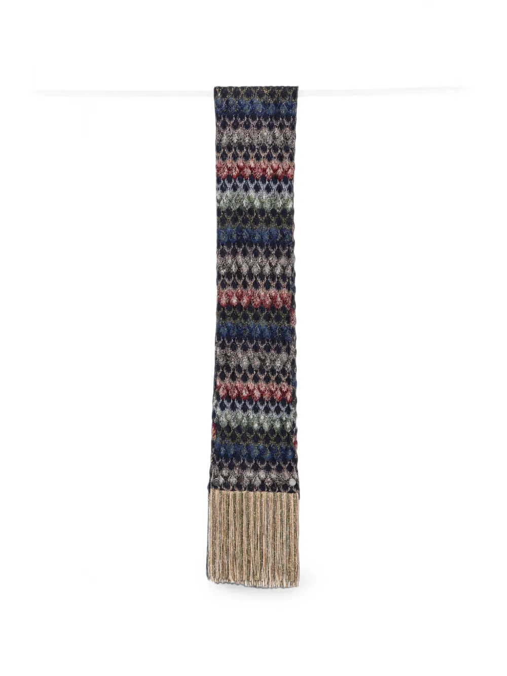 Missoni zigzag-knit fringed scarf - Blau