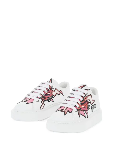 Prada baskets en cuir à imprimé tatouage