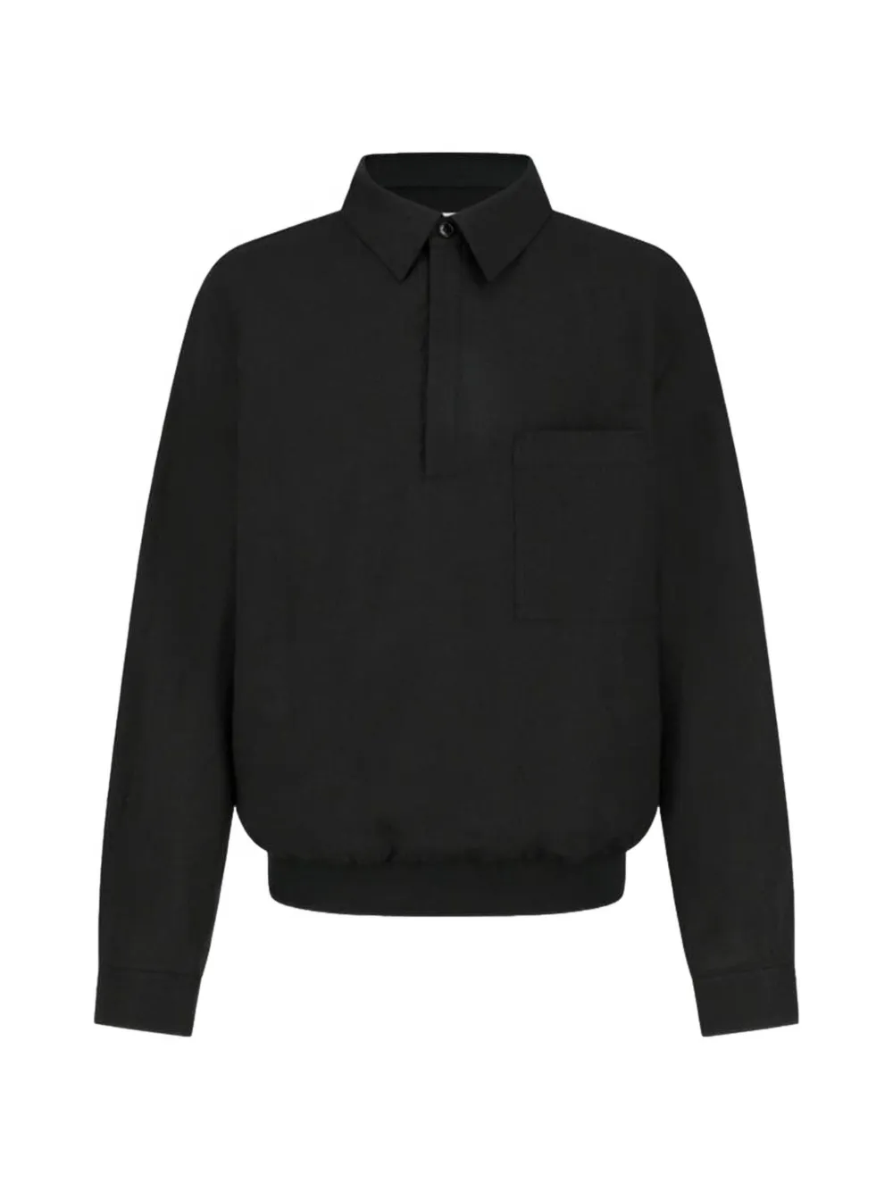 Amomento linen-blend chest-pocket polo shirt - Schwarz